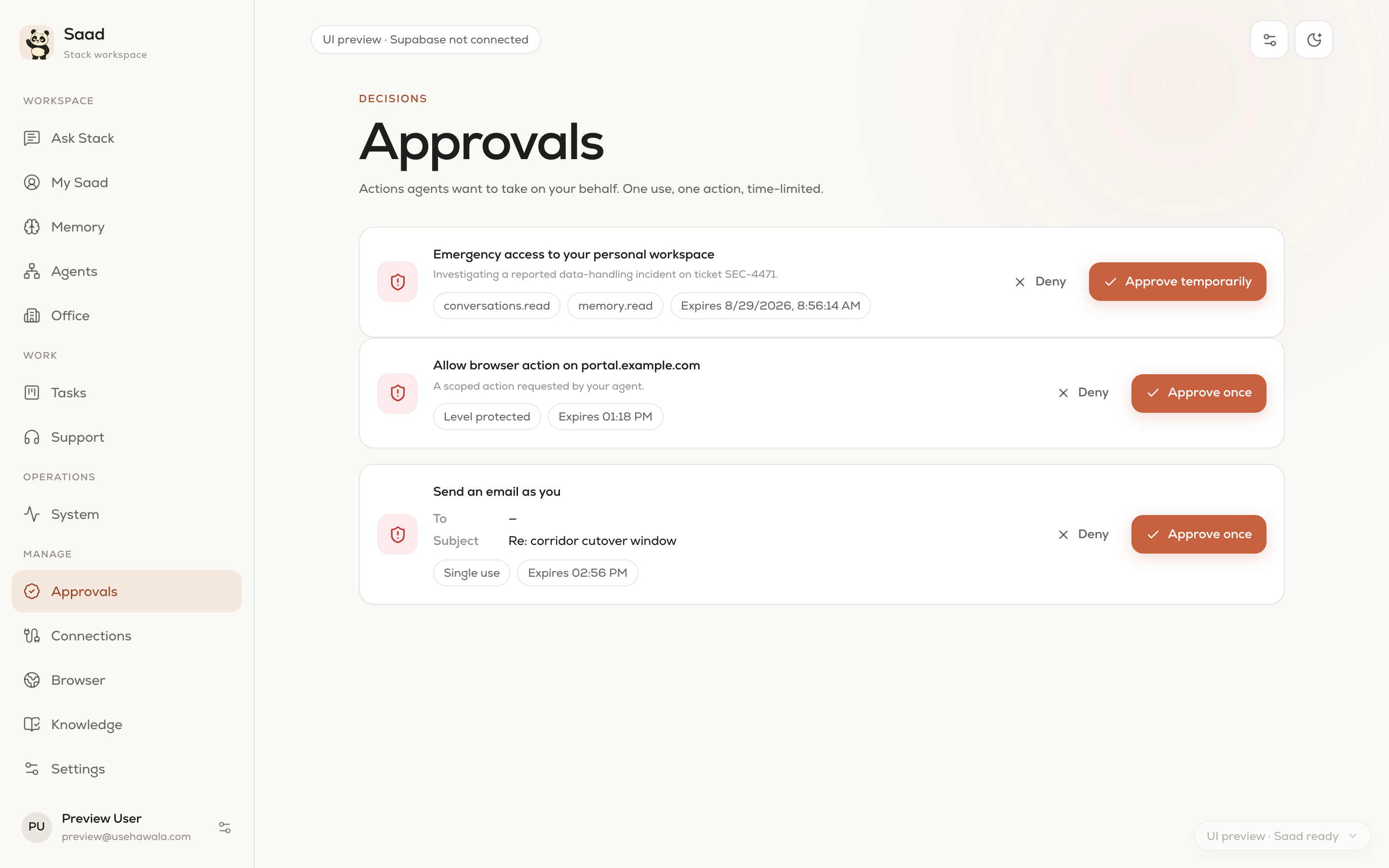 Saad: Approvals