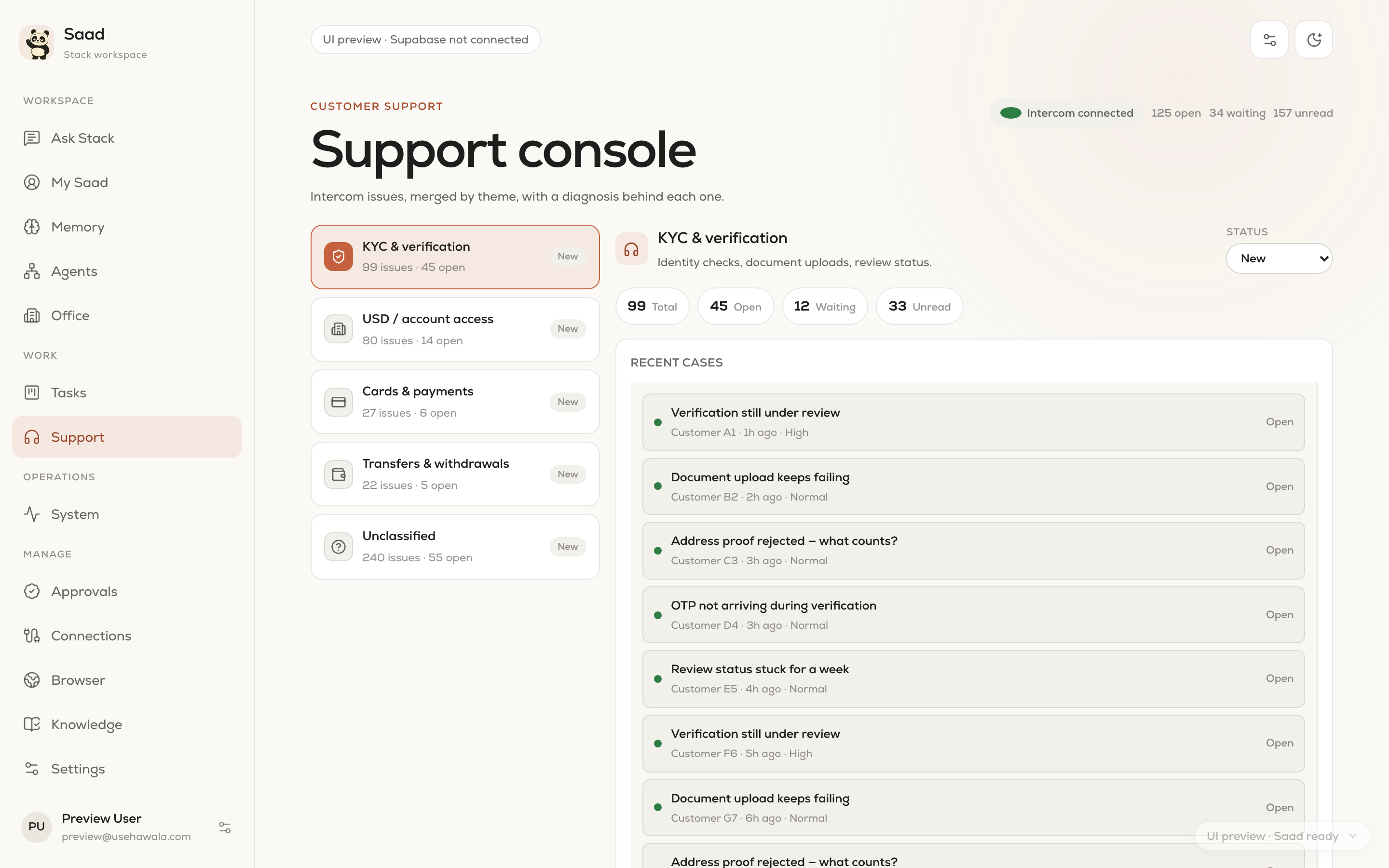 Saad: Support console