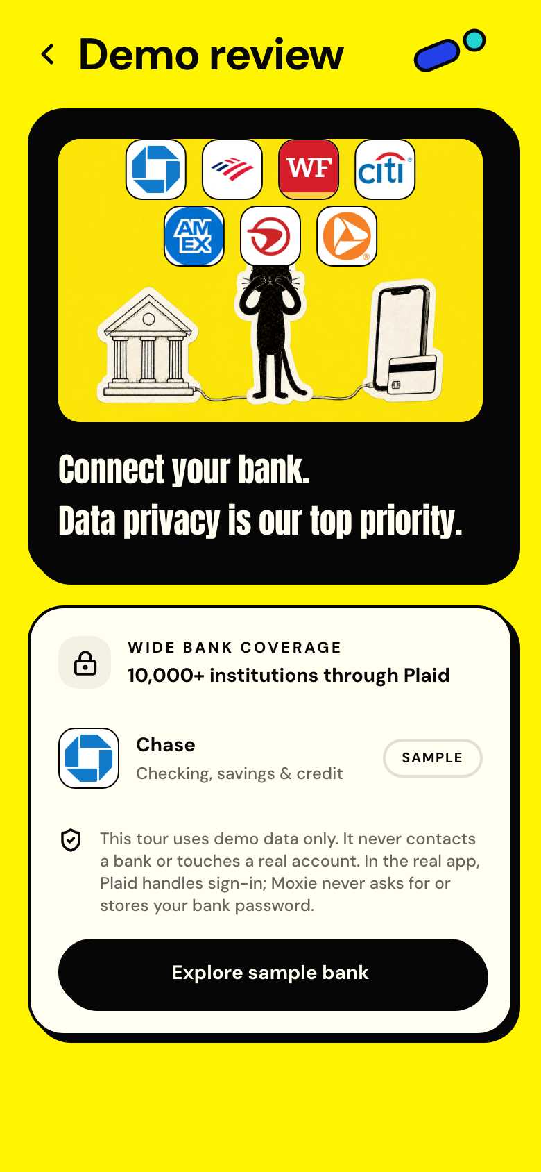 Moxie — Connect a bank