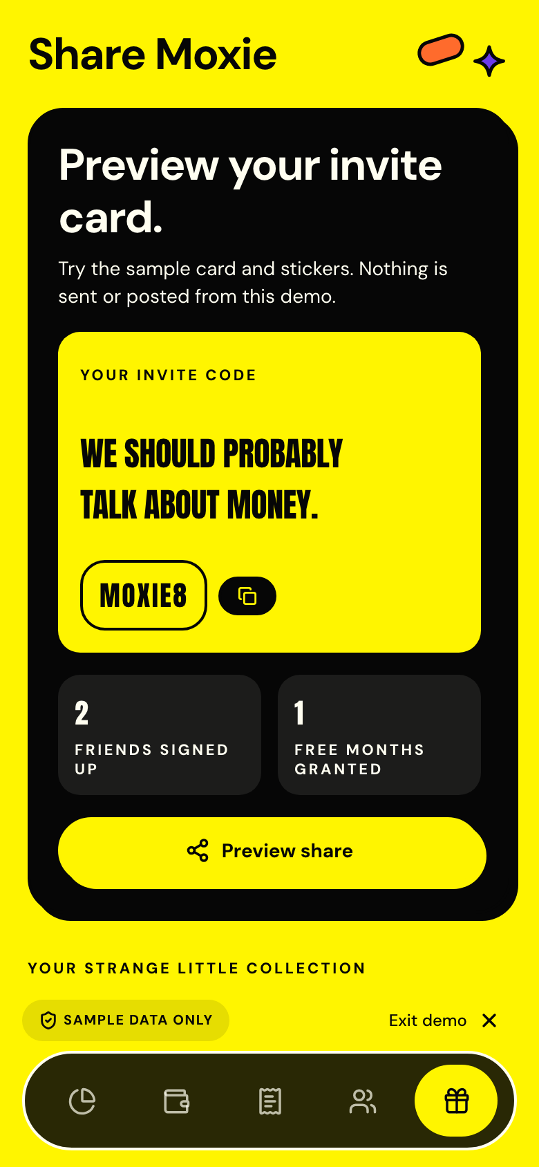 Moxie — Invite card