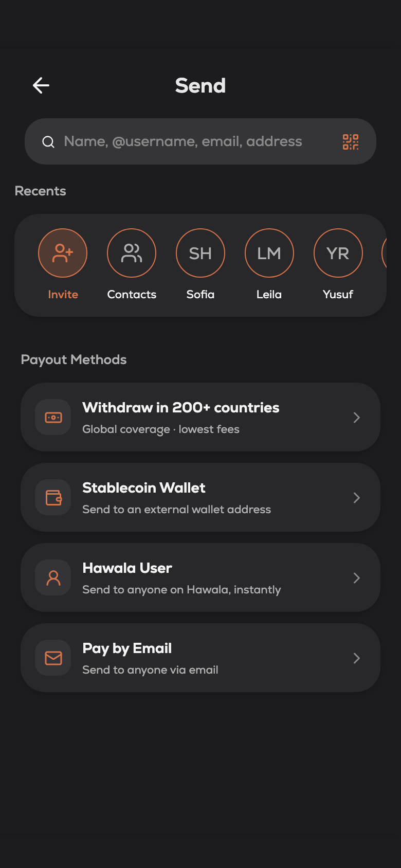 Hawala — Send