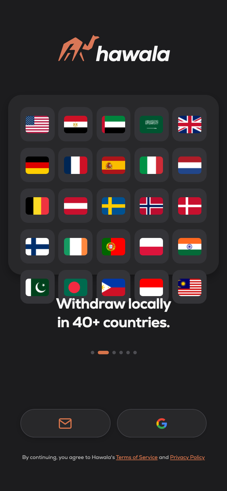 Hawala — Withdraw locally in 40+ countries